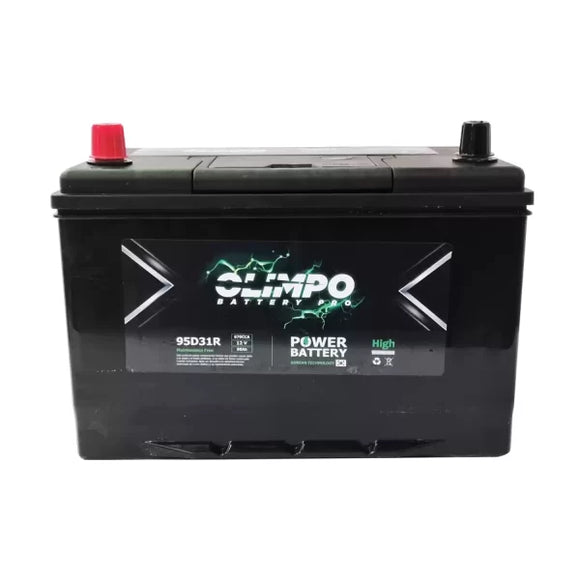 Batería Olimpo 95D31R 90 Ah 670 CCA · Positivo izquierda