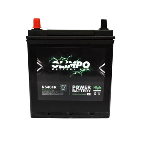 Batería Olimpo NS40FR 35 Ah 320 CCA · Positivo izquierda