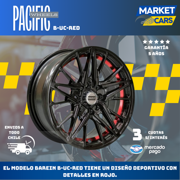 Llanta set de 4 Barein b-uc-red Aro 13 4X100/4X114