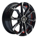 Llanta ARGUS 14x5.5, Negro mecanizado con detalles rojos, vista 1