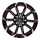 Llanta ARGUS 14x5.5, Negro mecanizado con detalles rojos, vista 2