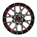 Llanta DAIYA 14x6, Negro mecanizado con detalles rojos, vista 2