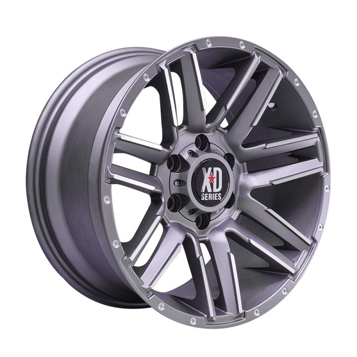Juego de 4 llantas Gladiator 17x8.5 · 6x130 · ET 20 · Gris grafito mate con mecanizado y remaches