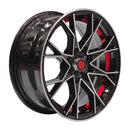 Llanta HIZ 14x6, Negro mecanizado con detalles rojos, vista 1