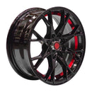 Llanta HIZ 14x6, Negro con detalles rojos, vista 1