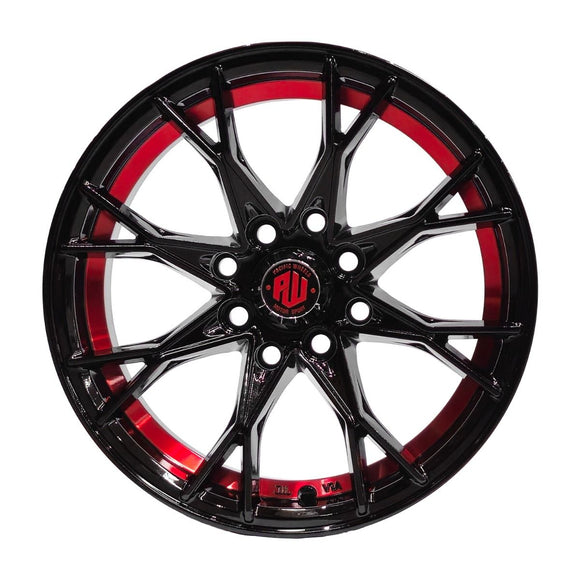 Llanta HIZ 14x6, Negro con detalles rojos, vista 2