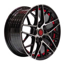 Llanta HURRACAN 14x6, Negro mecanizado con detalles rojos, vista 1