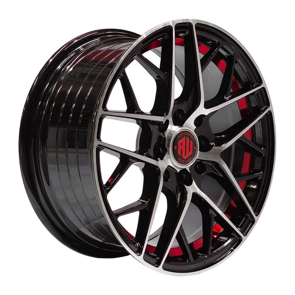 Llanta HURRACAN 14x6, Negro mecanizado con detalles rojos, vista 1