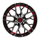 Llanta HURRACAN 14x6, Negro mecanizado con detalles rojos, vista 2