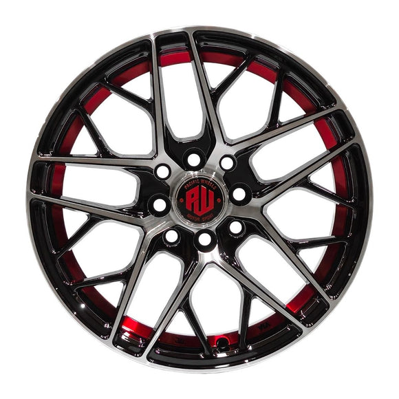 Llanta HURRACAN 14x6, Negro mecanizado con detalles rojos, vista 2
