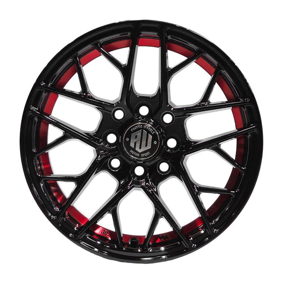 Llanta HURRACAN 14x6, Negro con detalles rojos, vista 2
