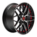 Llanta HURRACAN 14x6, Negro mate mecanizado con detalles rojos, vista 1