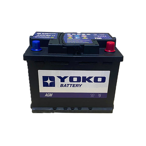 Batería Yoko AGM 60 L2 60 Ah 640 CCA · Positivo derecha