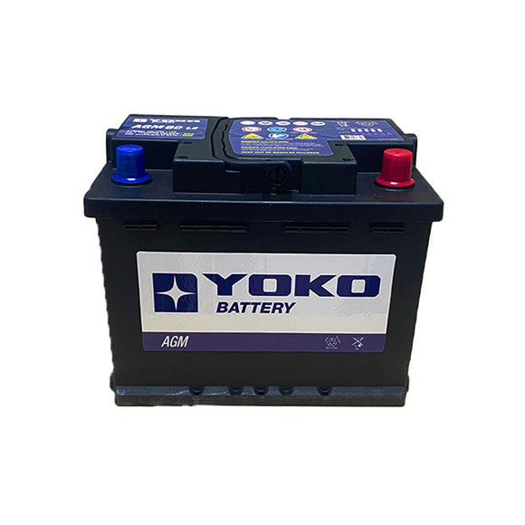Batería Yoko AGM 60 L2 60 Ah 640 CCA · Positivo derecha
