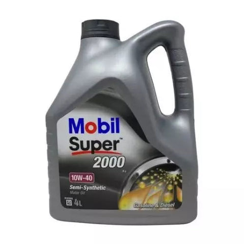 Aceite Mobil Super 2000 10W-40 4 L — imagen referencial sobre fondo blanco