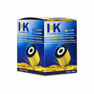 Filtro de aceite elemento HK — empaque referencial de la marca, sin código de modelo