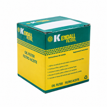 Filtro de aceite metálico Kendall — empaque referencial de la marca, sin código de modelo