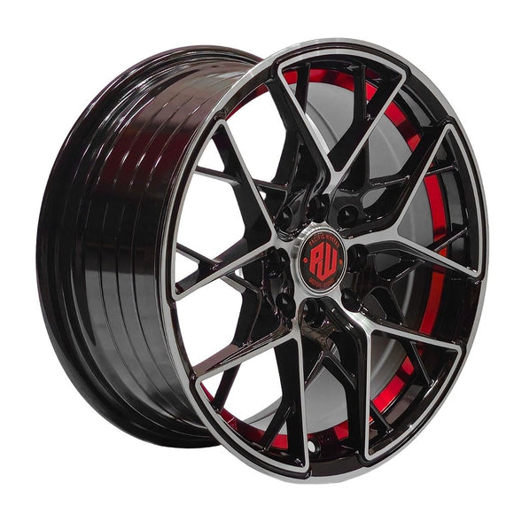 Llanta MIGLIA 14x6, Negro mecanizado con detalles rojos, vista 1