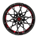 Llanta MIGLIA 14x6, Negro mecanizado con detalles rojos, vista 2