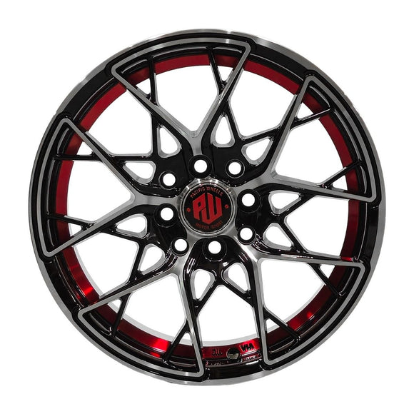 Llanta MIGLIA 14x6, Negro mecanizado con detalles rojos, vista 2