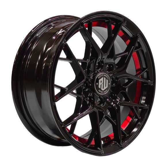 Llanta MIGLIA 14x6, Negro con detalles rojos, vista 1