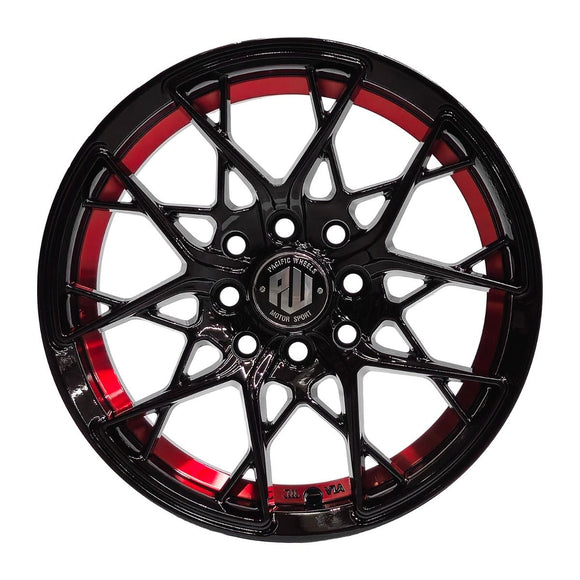 Llanta MIGLIA 14x6, Negro con detalles rojos, vista 2