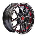 Llanta MIGLIA 14x6, Negro mate mecanizado con detalles rojos, vista 1