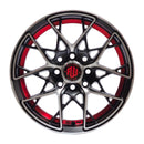 Llanta MIGLIA 14x6, Negro mate mecanizado con detalles rojos, vista 2
