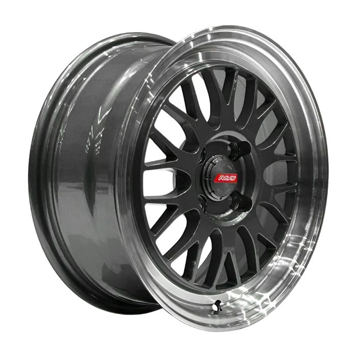 Juego de 4 llantas Rays 15x6.5 · 4x100 · ET 40 · Gris grafito con borde mecanizado