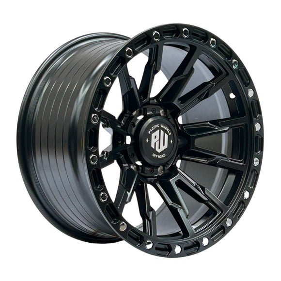 Juego de 4 llantas TRIGGER 17x9 · 6X139 · ET 0 · Negro mate con remaches cromados