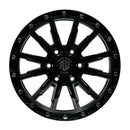 Juego de 4 llantas TRIGGER 17x9 · 6X139 · ET 0 · Negro mate con remaches cromados