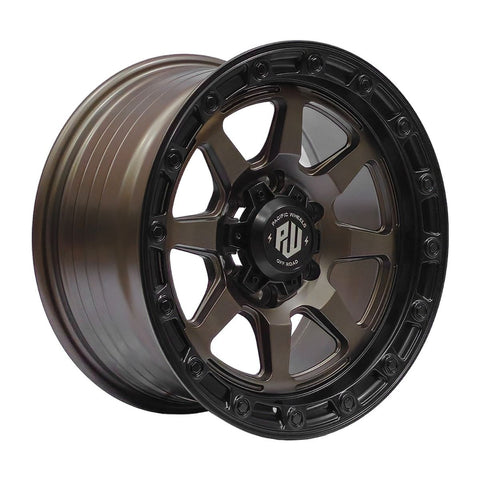 Juego de 4 llantas FARKAS 17x8.5 · 6X139 · Bronce con borde negro
