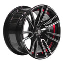 Llanta CHUKYO 13x7, Negro mecanizado con detalles rojos, vista 1