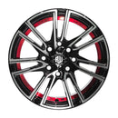 Llanta CHUKYO 13x7, Negro mecanizado con detalles rojos, vista 2