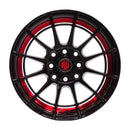 Llanta VILLENEUVE 14x6, Negro con detalles rojos, vista 2