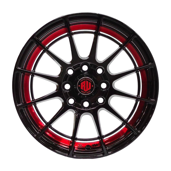 Llanta VILLENEUVE 14x6, Negro con detalles rojos, vista 2