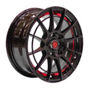 Llanta VILLENEUVE 14x6, Negro con detalles rojos, vista 1