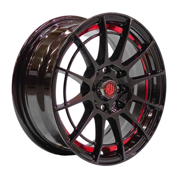Llanta VILLENEUVE 14x6, Negro con detalles rojos, vista 1