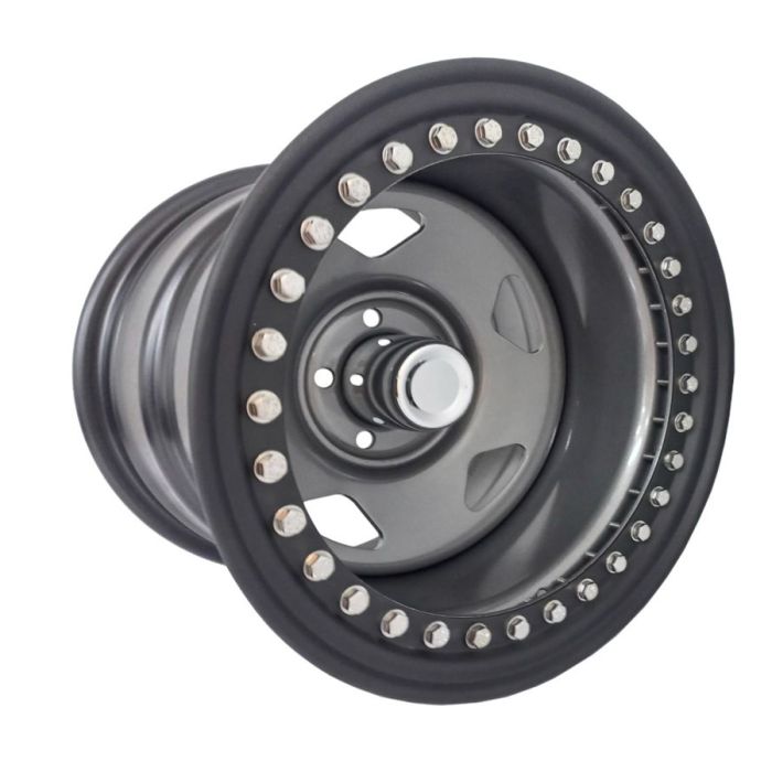 Juego de 4 llantas Beadlock 16x10 · 6x139 · ET -38 · Gris grafito mate con frente negro mate
