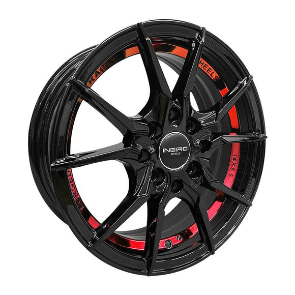 Llanta VENENO 14x5.5, Negro con detalles rojos, vista 1