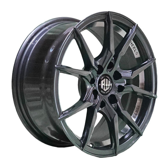 Llanta VENENO 14x5.5, Gris grafito con detalles mecanizados, vista 2